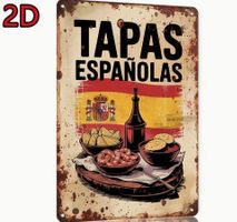 Vintage Tapas Españolas Blechschild, Wanddeko