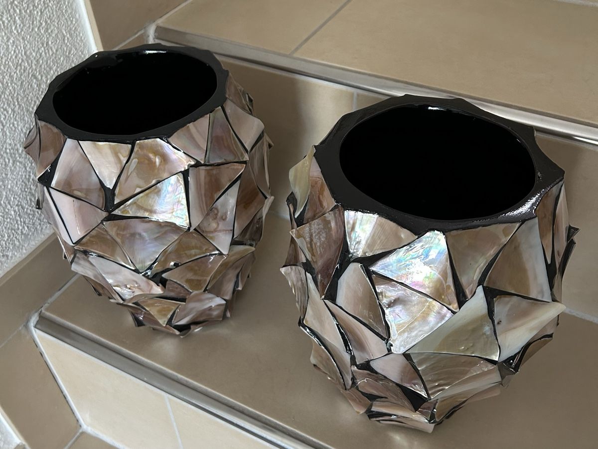 Vasi per fiori: 2 x fleur ami MUSCHEL Orchideentöpfe Perlmutt H25 – Usato da Wettingen venduto da Mmccl 4