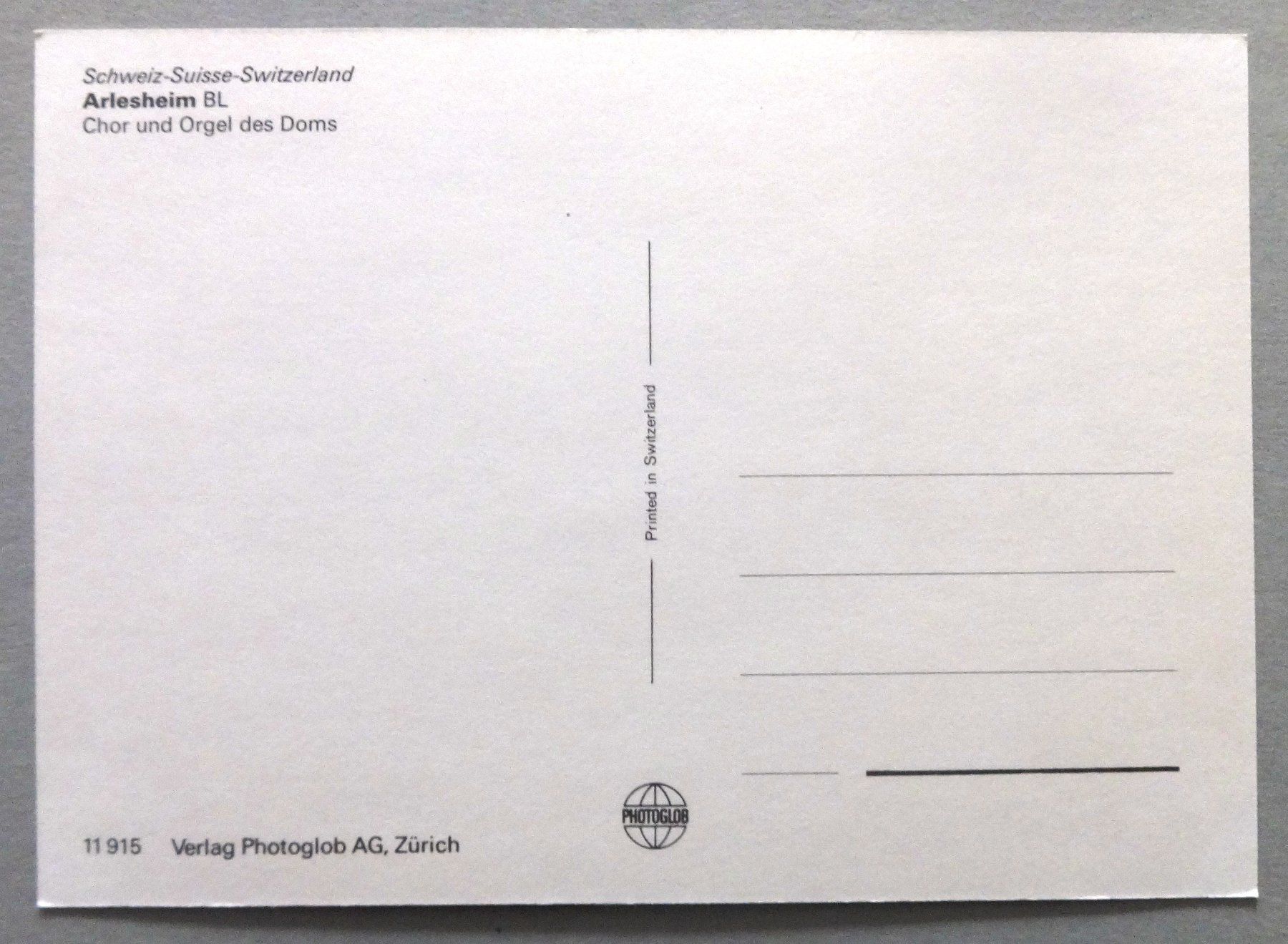 Cartoline postali: Arlesheim BL, Chor und Orgel des Doms – Usato da Fétigny venduto da Billy2miny 1