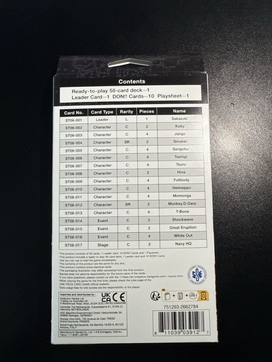 Bandai Sammelbilder & Trading cards: One Piece TCG Starter Deck Absolute Justice  – Neu und originalverpackt aus Dübendorf von godpack 1