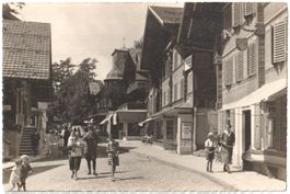 ADELBODEN: animierte Dorfstrasse, Foto-AK Gyger ~1935
