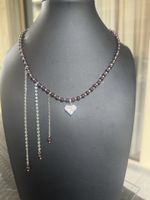 Collier mit Granat Halbedelsteinen HANDARBEIT 