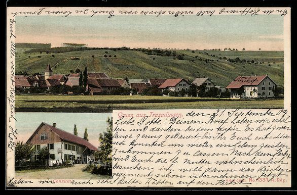 Cartes postales: Trasadingen, Geschäft und Totalansicht – D'occasion à Berlin par bartko-reher