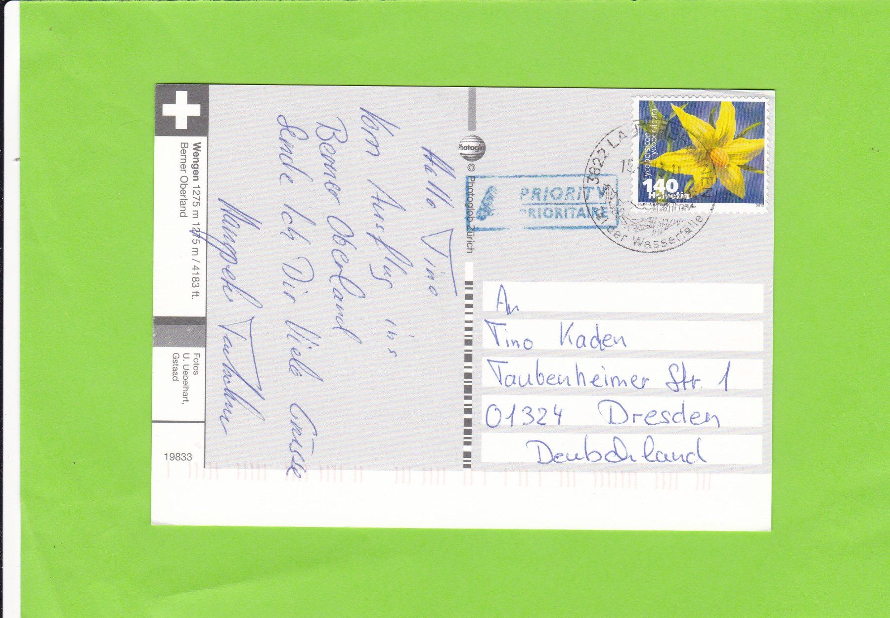 Ansichtskarten: Wengen – Gebraucht aus St. Peterzell von neckertal 1
