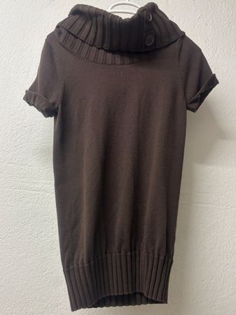 Charles Vögele Mini Kleid, kurze Ärmel, braun, Grösse XS (Z)