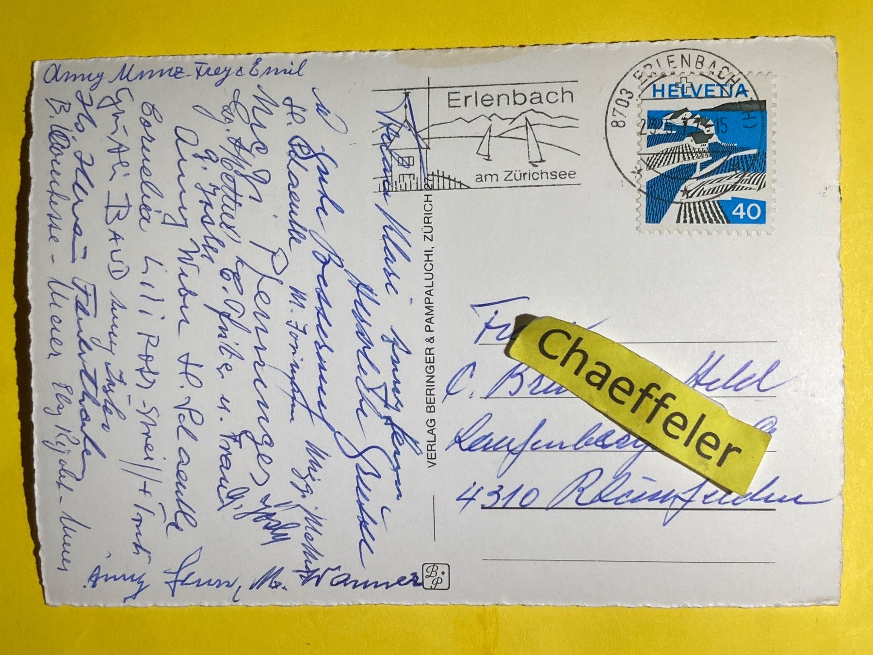 Ansichtskarten: 1977. Z 7590 Erlenbach. Seestrasse – Gebraucht aus Zürich von Chaeffeler 1