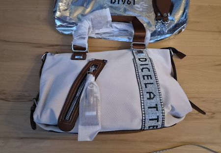 Handtasche Dicelatte weiss neu mit Strassbesatz