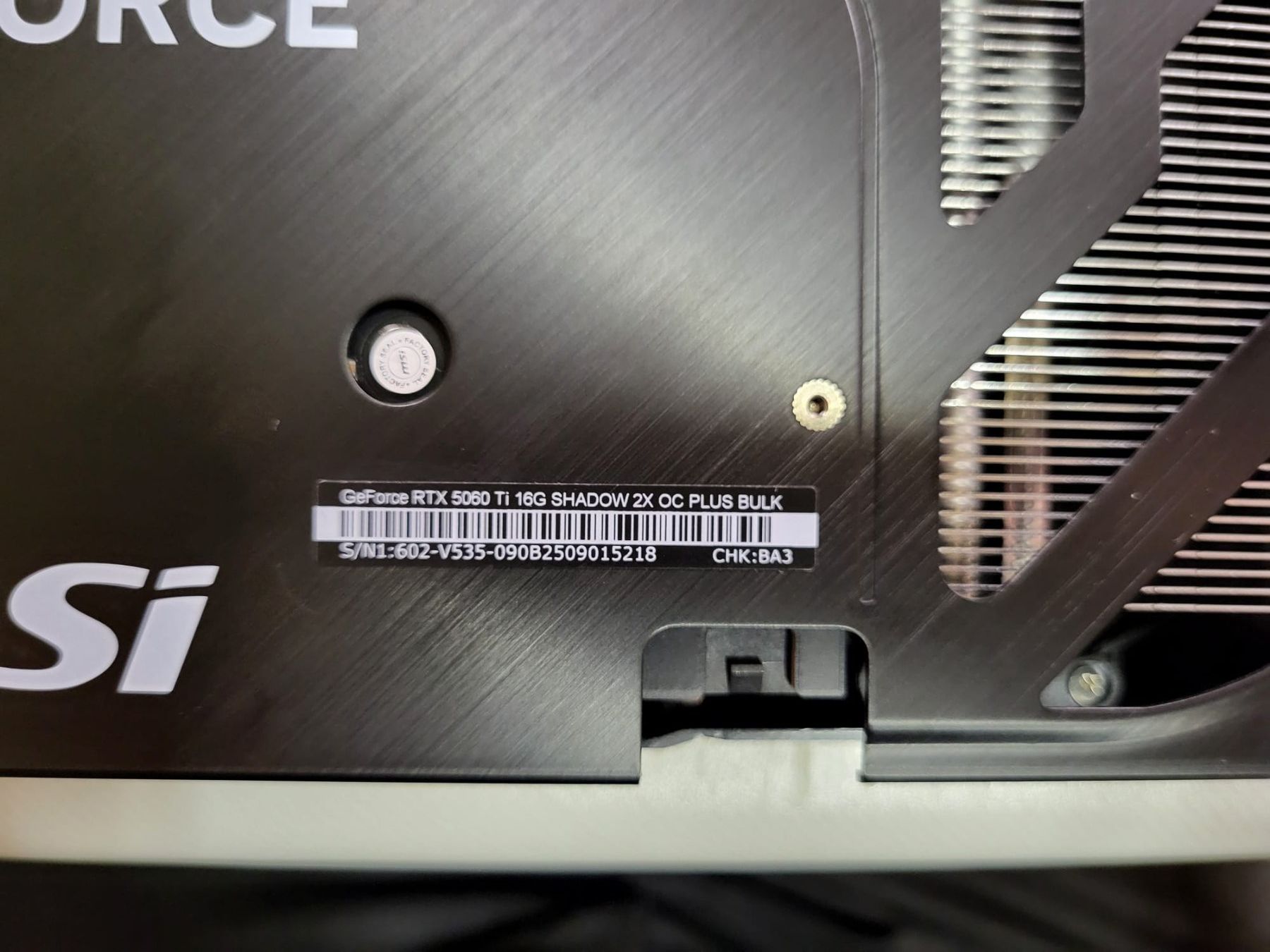MSI Cartes graphiques: MSI GeForce RTX 5060 Ti SHADOW 2X OC PLUS – D'occasion à Unterengstringen par CyberCore 3