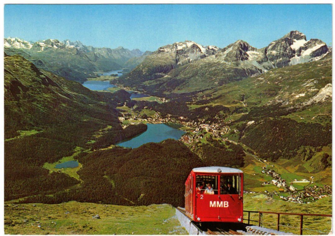 Ansichtskarten: St. Moritz - Standseilbahn Muottas Muragl – Gebraucht aus Binningen von Mountainrider