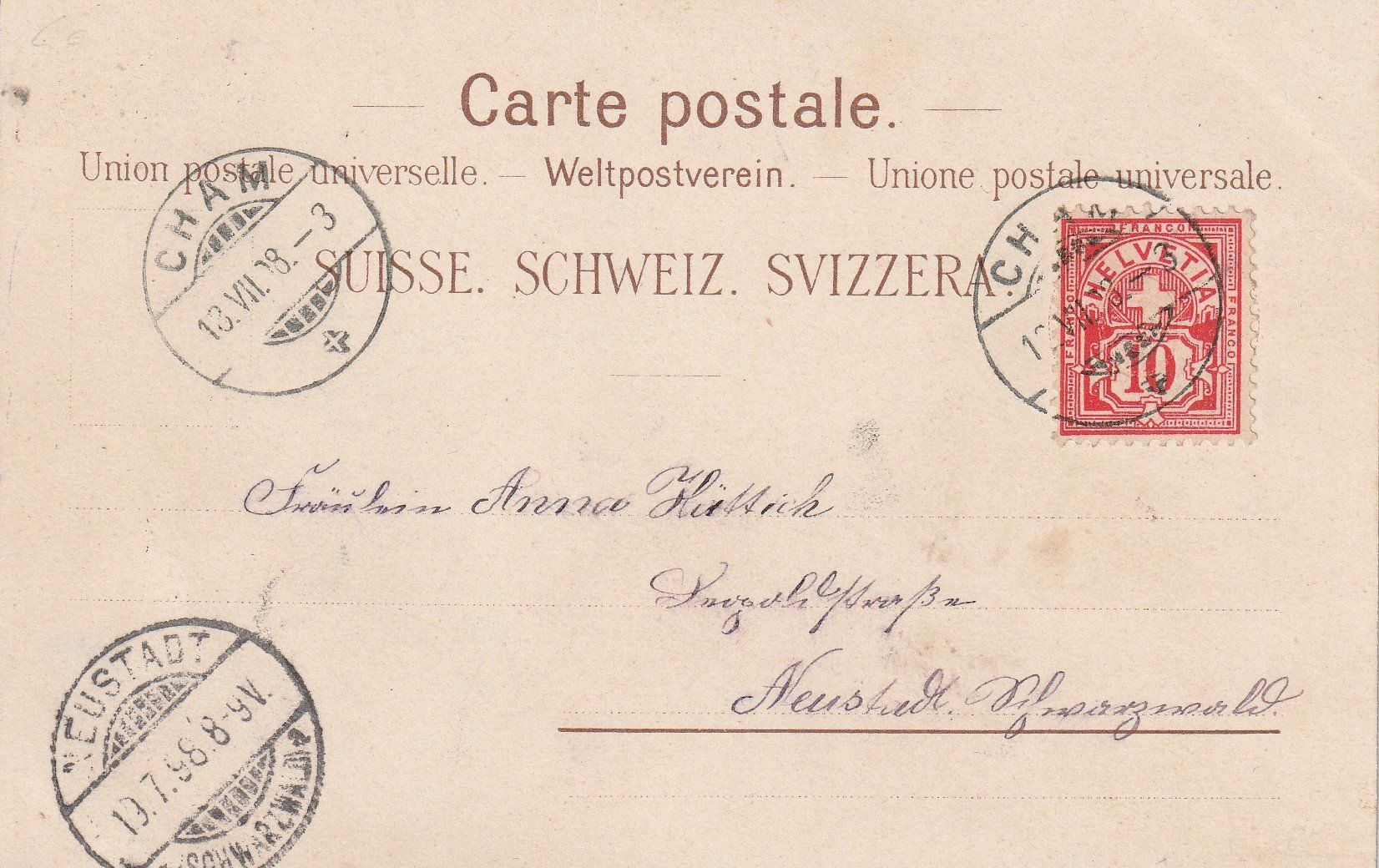 Ansichtskarten: Cham-Töchterinstitut Heiligkreuz - Litho 1898 – Gebraucht aus uttwil von Koehlerfred 1