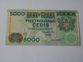 Banknote Ghana 5000 Cedis 1999, Zustand Unc