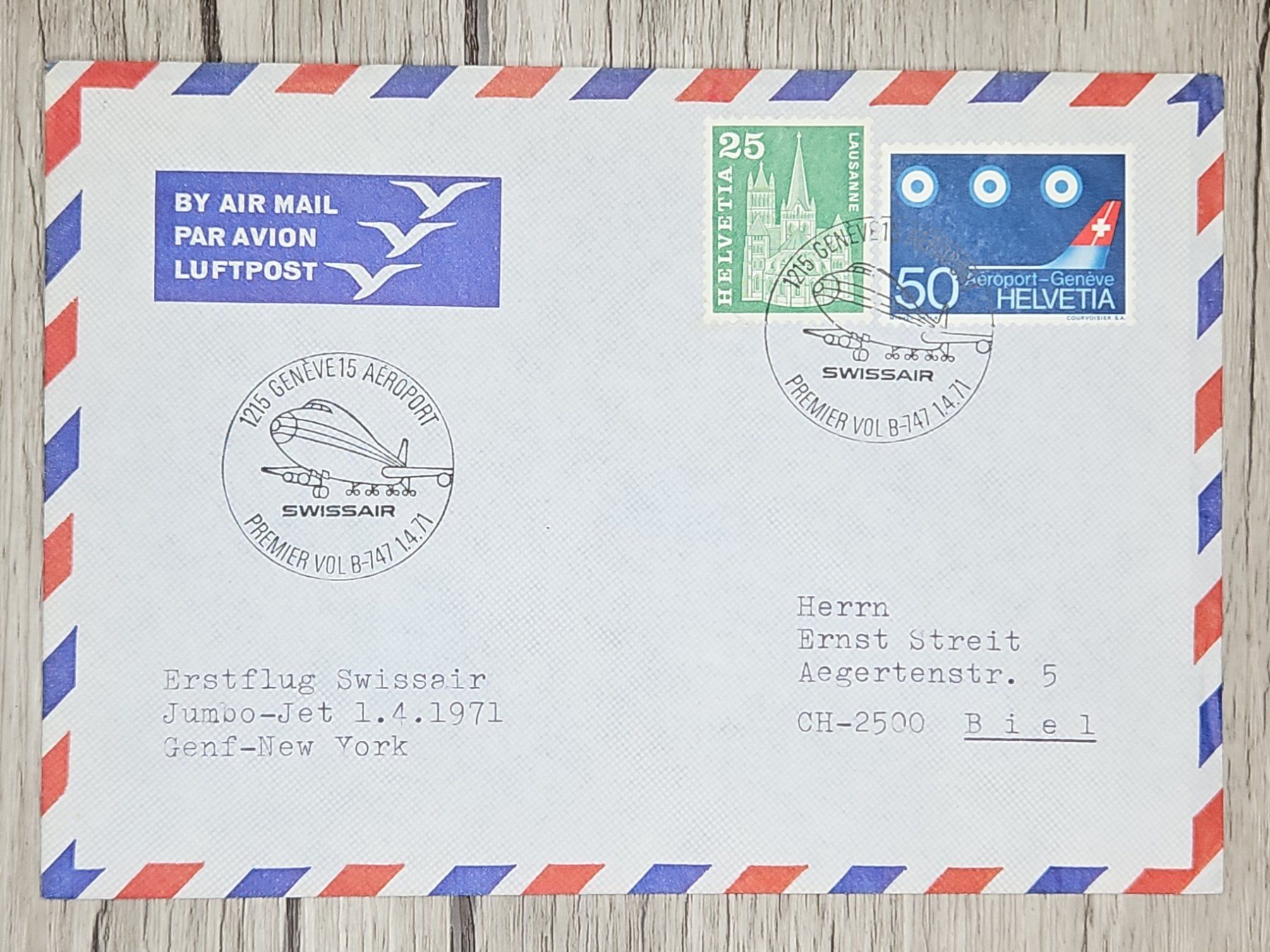 Tutti i francobolli: CL12 Enveloppe + Timbre Suisse 1971 Thème Aviation – Usato da Cousset venduto da Patrick_Collections