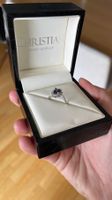 Damenring 750/18 k weiss gold Saphir blau