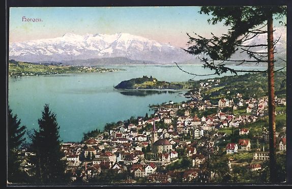 Ansichtskarten: Horgen, Totalansicht mit See und Bergpan – Gebraucht aus Berlin von bartko-reher
