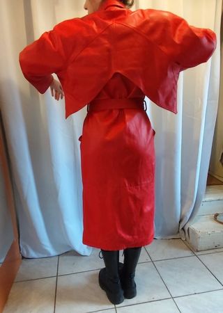 Elpierro Mantel Roter Ledermantel Trenchcoat 40 ital. 46