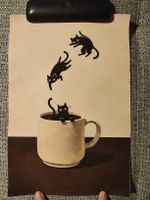Affiche chats dans une tasse 