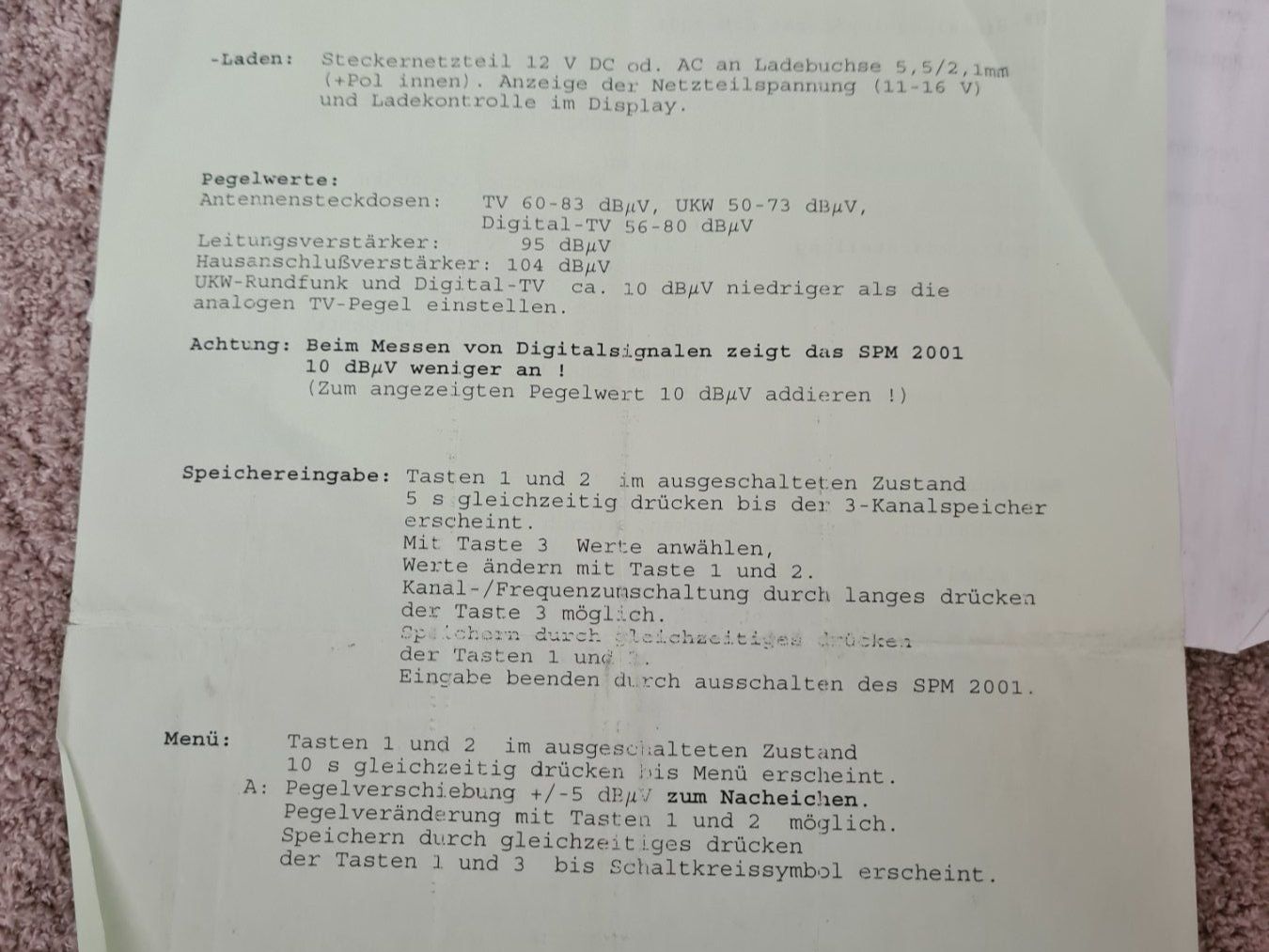 Misurare: SPM 2001 Pegelmessgerät Signalpegelmessgerät – Usato da Zürich venduto da Alibaba1234 9