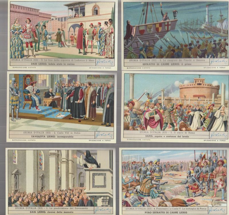 ITALY 6 x Liebig chromo trading cards S XII STORIA D'ITALIA Kaufen