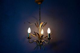 Lustre épis de blé doré 3 feux années 70