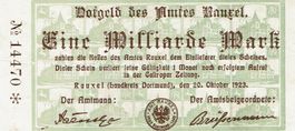 Rauxel Amt 1 Mrd.Mark 20.10.1923 VZ-VZ+