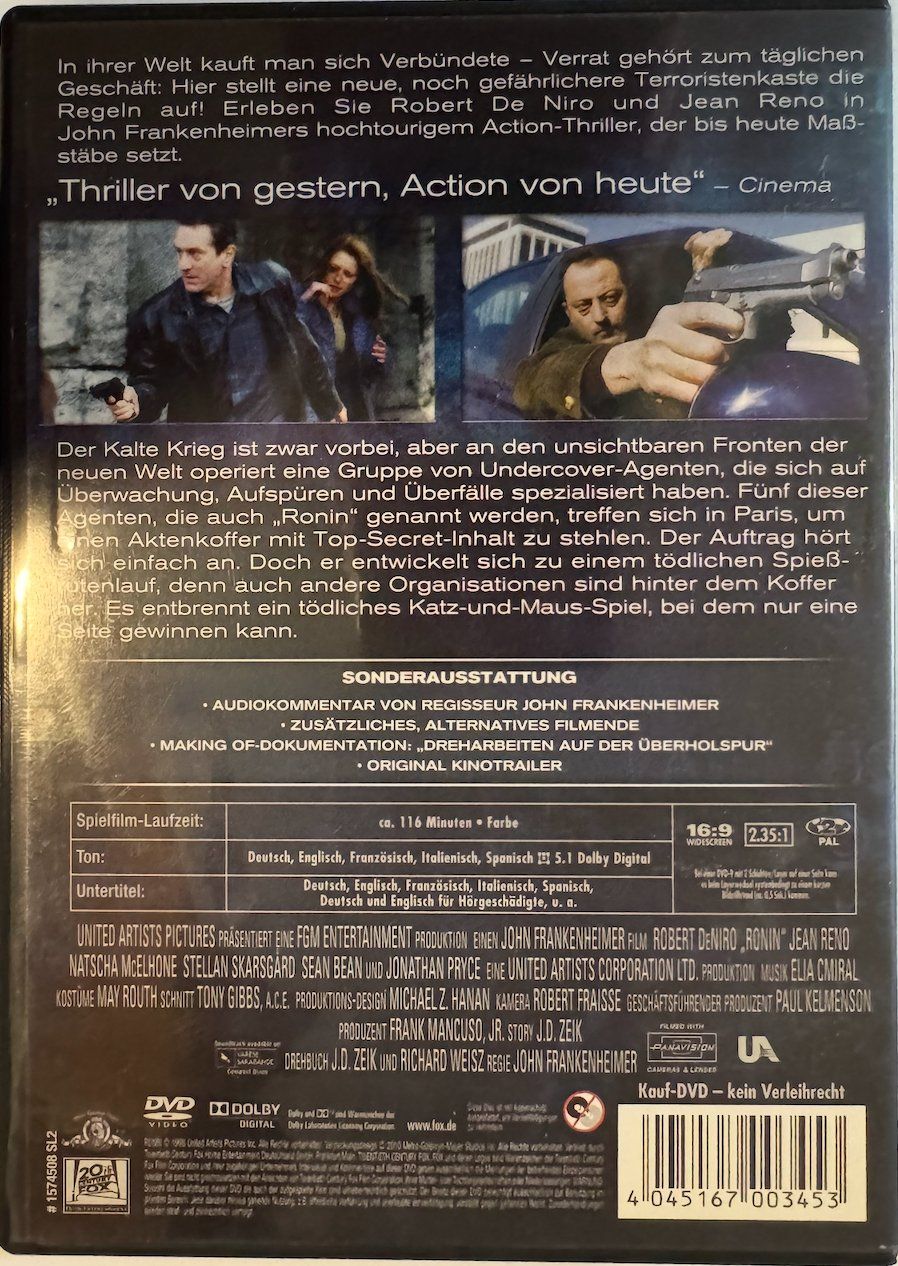 Tutti i DVDs: DVD RONIN - ROBERT De NIRO – Usato da Wisen venduto da gigisna 2