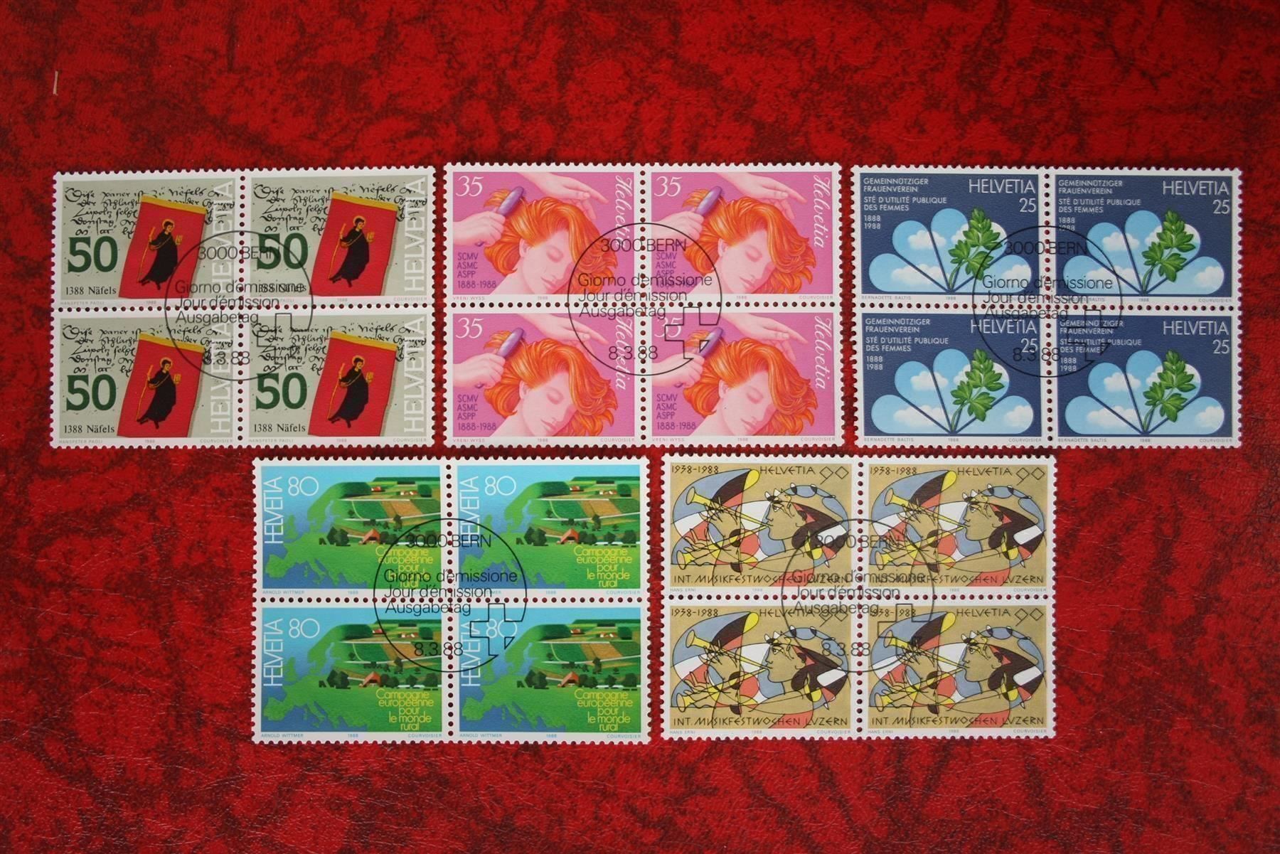 Tutti i francobolli: 1988: 758-762 4er-Block ET. – Usato da Deitingen venduto da Lglobi