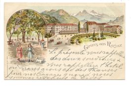 Gruss aus Ragaz (SG) Grand Hotel Hof - uralte Litho 1899 !