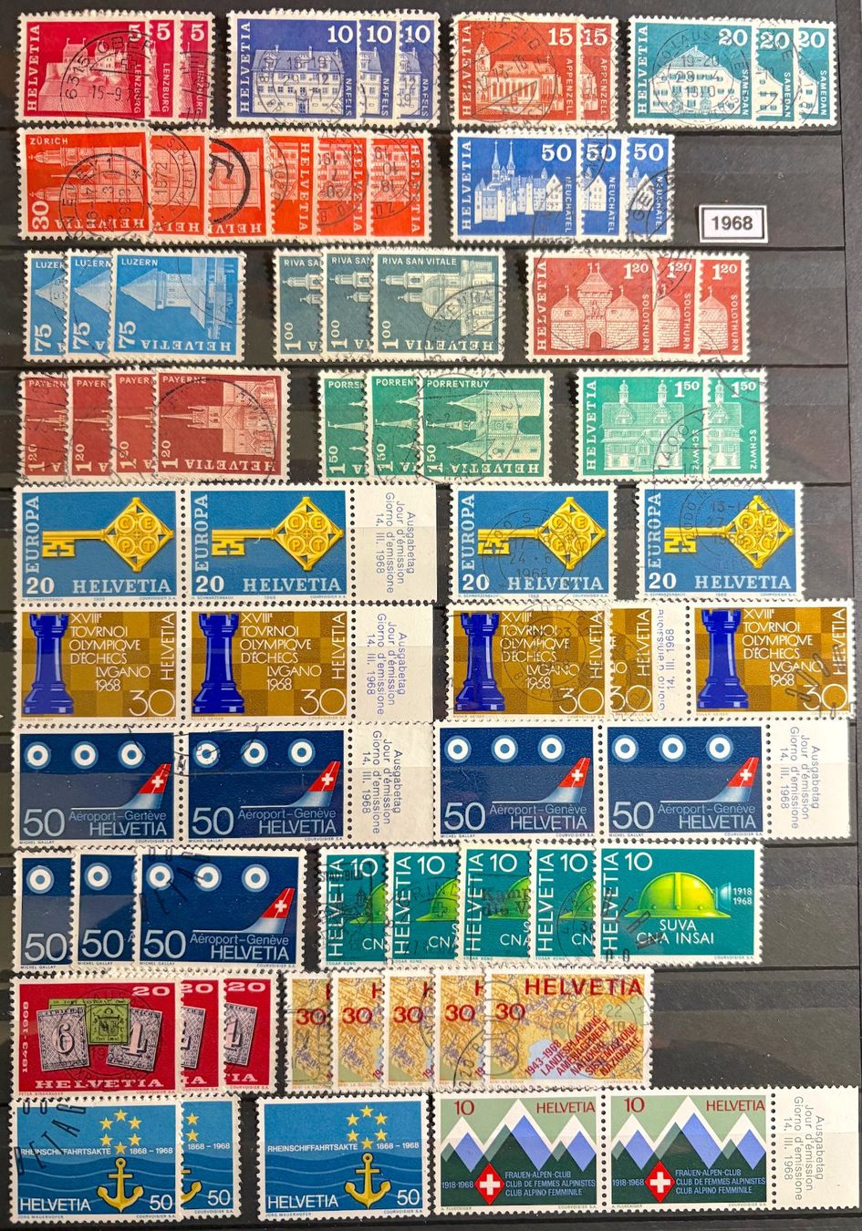 Tutti i francobolli: Timbres suisses 1968 Animaux Bâtiments – Usato da Lausanne venduto da Cabessa