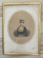 Kolorierter WALLISER TRACHTENSTICH „Valais“ / 1850 bis 1860