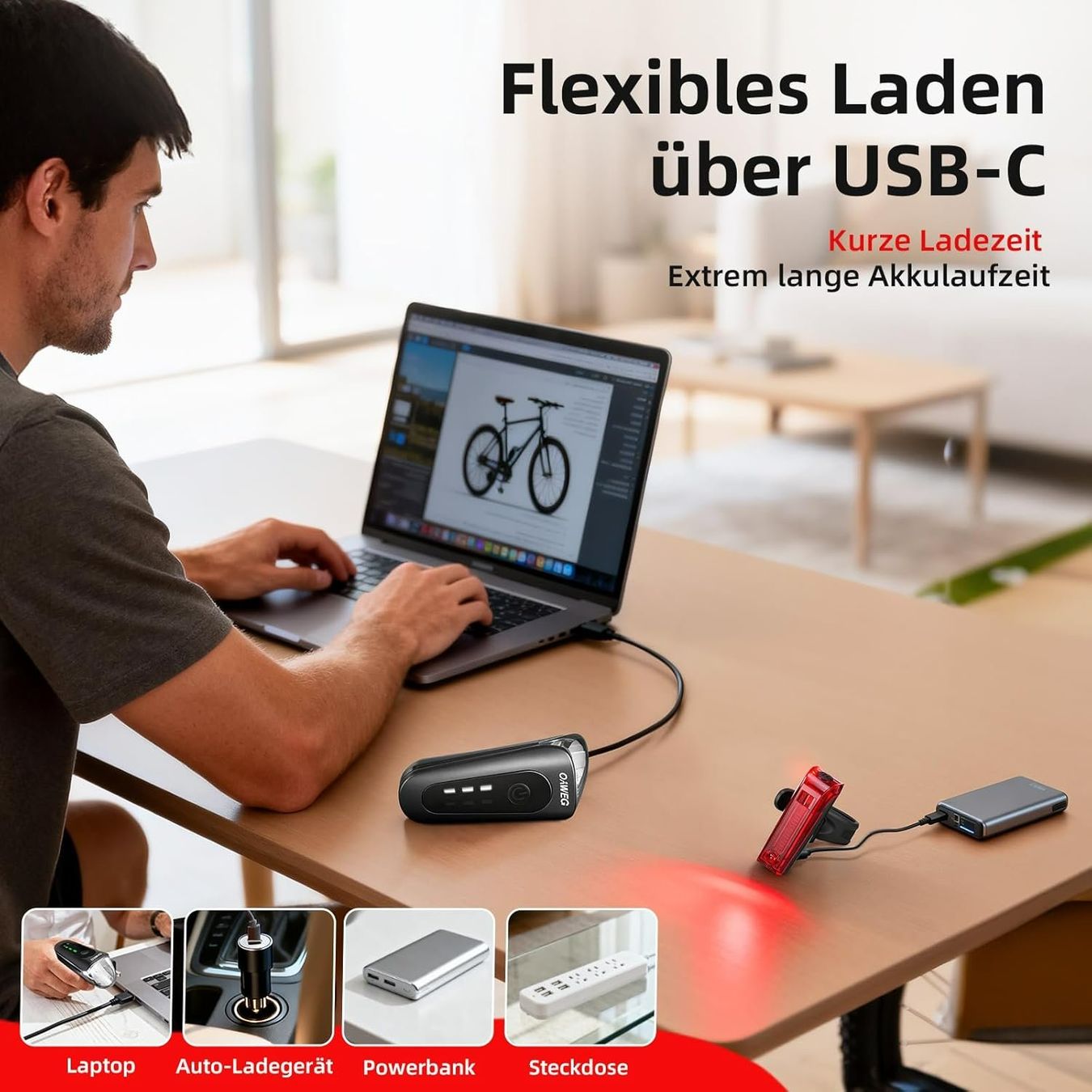 Ersatzteile: Fahrradlicht Set StVZO 100 Lux USB-C – Neu und originalverpackt aus Suhr von SchnapperCH 5