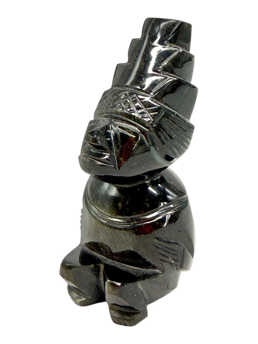 Sculture & Statue: Superbe sculpture style maya en obsidienne noire dorée – Usato da Morges venduto da 1tiquaire 3