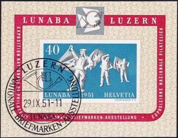 1951, LUNABA-Block Nr. W32, Ersttag 29.lX.51, fehlerfrei.