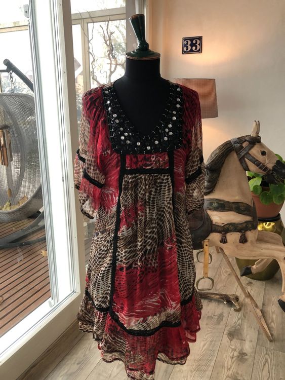 Jasione - Robe noire et rouge | L | 971568