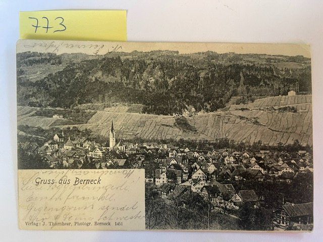 Cartoline postali: Gruss aus Berneck, 1907 mit Stempel – Usato da Niederwil AG venduto da dahu75
