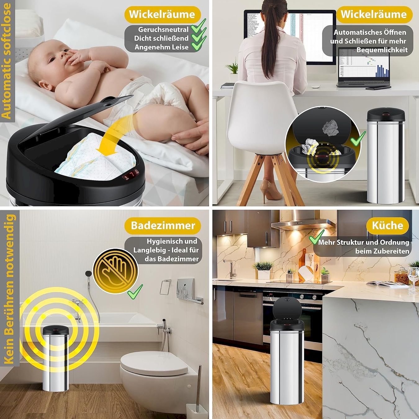 Hailo Cestini per rifiuti: Automatik Sensor Mülleimer 40L silber – Nuovo e nell'imballaggio originale da Bottighofen venduto da zaap 4