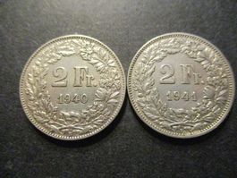 2 x 2.- Fr  1940 + 1941 Superbes pièces  Superbe qualité