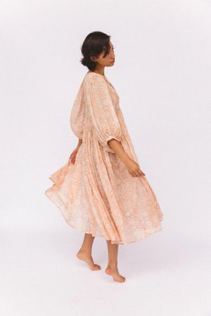 Kyra Midi Dress L - Daughters of India - Apricot Blush