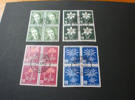 Pro Juventute , Satz 4erblocks 1946, mittig gestempelt