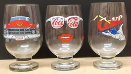 3 spezielle Coca-Cola Gläser 3 dl über 30 Jahre alt