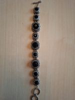Silberarmband massiv mit Onyxsteinen