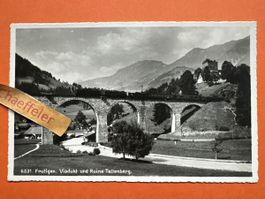 Alte Ansichtskarte Frutigen Viadukt und Ruine Tellenburg