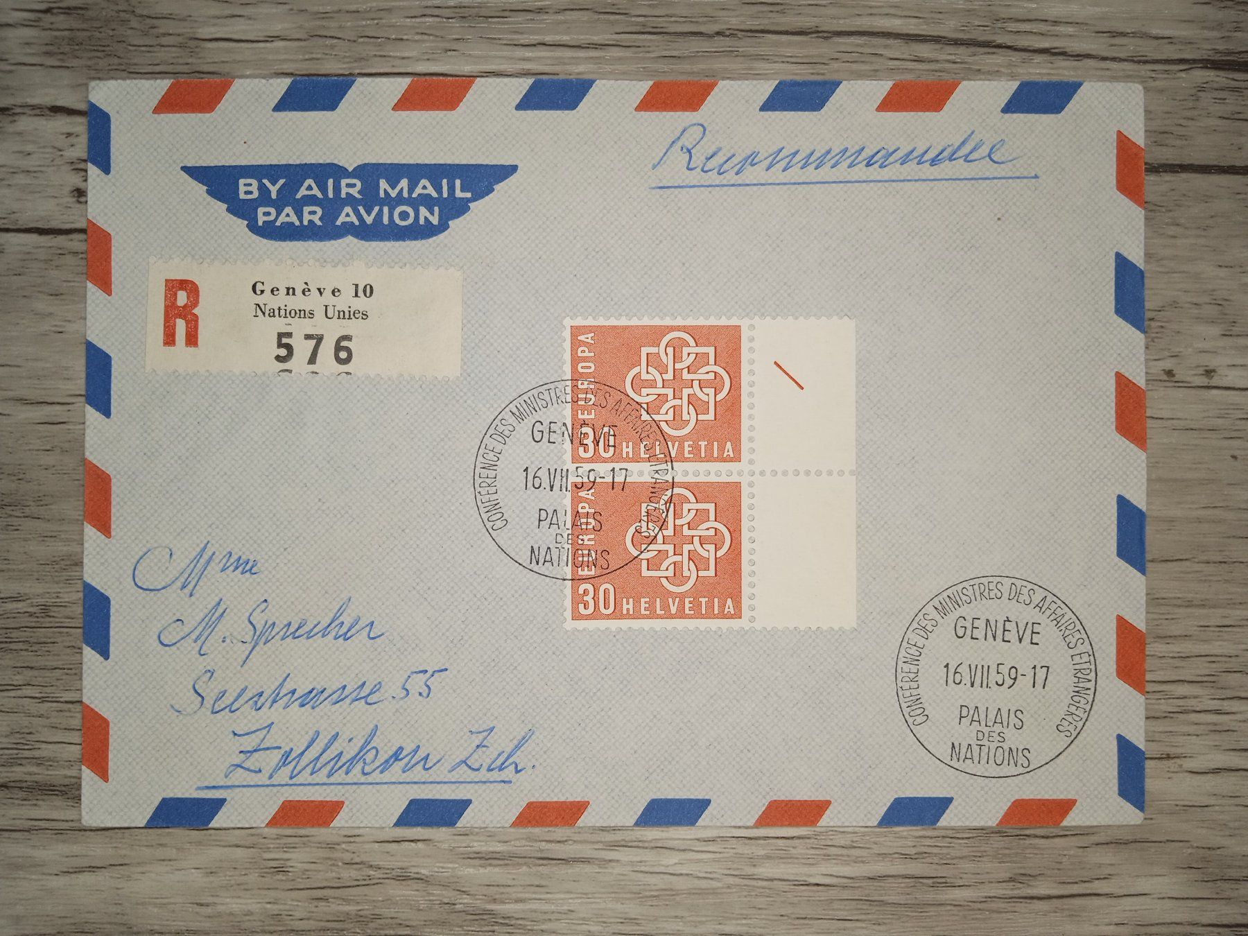 Tutti i francobolli: TR16 Enveloppe  + Timbre Suisse 1959 – Usato da Cousset venduto da Patrick_Collections