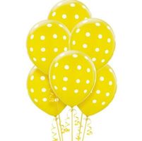 10 Stk. NEUER Luftballon gelb-weiss Polka dots - 81410