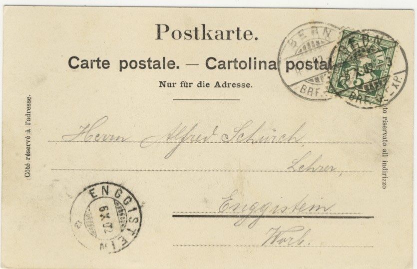 Cartoline postali: AK Bern - Bundesgasse - 06.10.1902 – Usato da Kirchberg BE venduto da Mgh 1