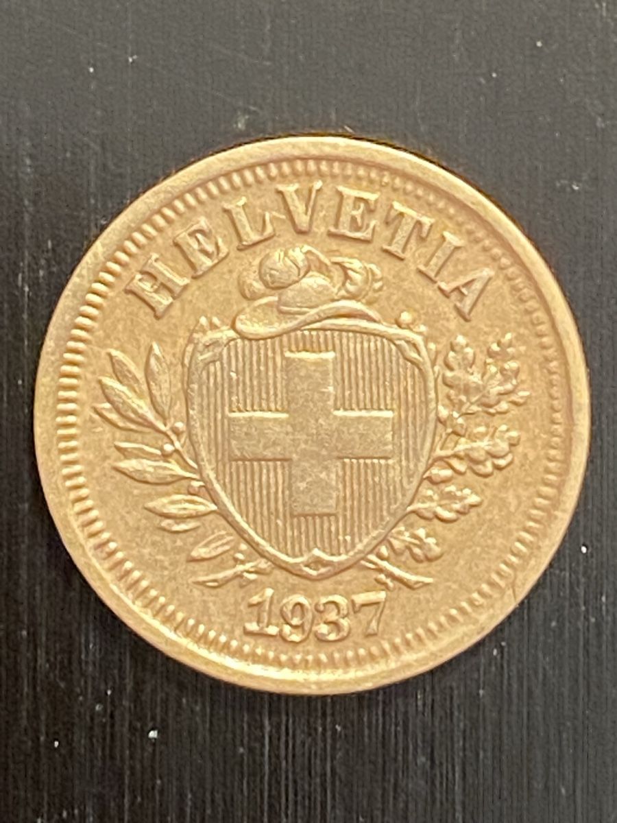 Alle Münzen: CH, 1 ct 1937 Cuivres  – Gebraucht aus Corsier-sur-Vevey von Ginoarturo 1