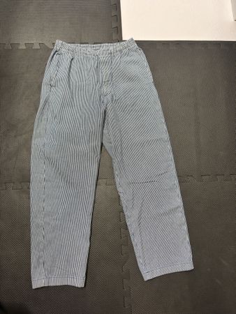 UNIQLO Cotton Ankle Trousers Relaxed Fit – Blau-Weiss gestre