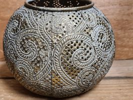 Windlicht Metall gold shabby 11x Ø12cm