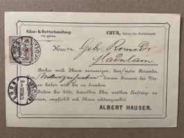 1885 Zunr. 58A Beleg Chur - Madulein Vertreteranzeige