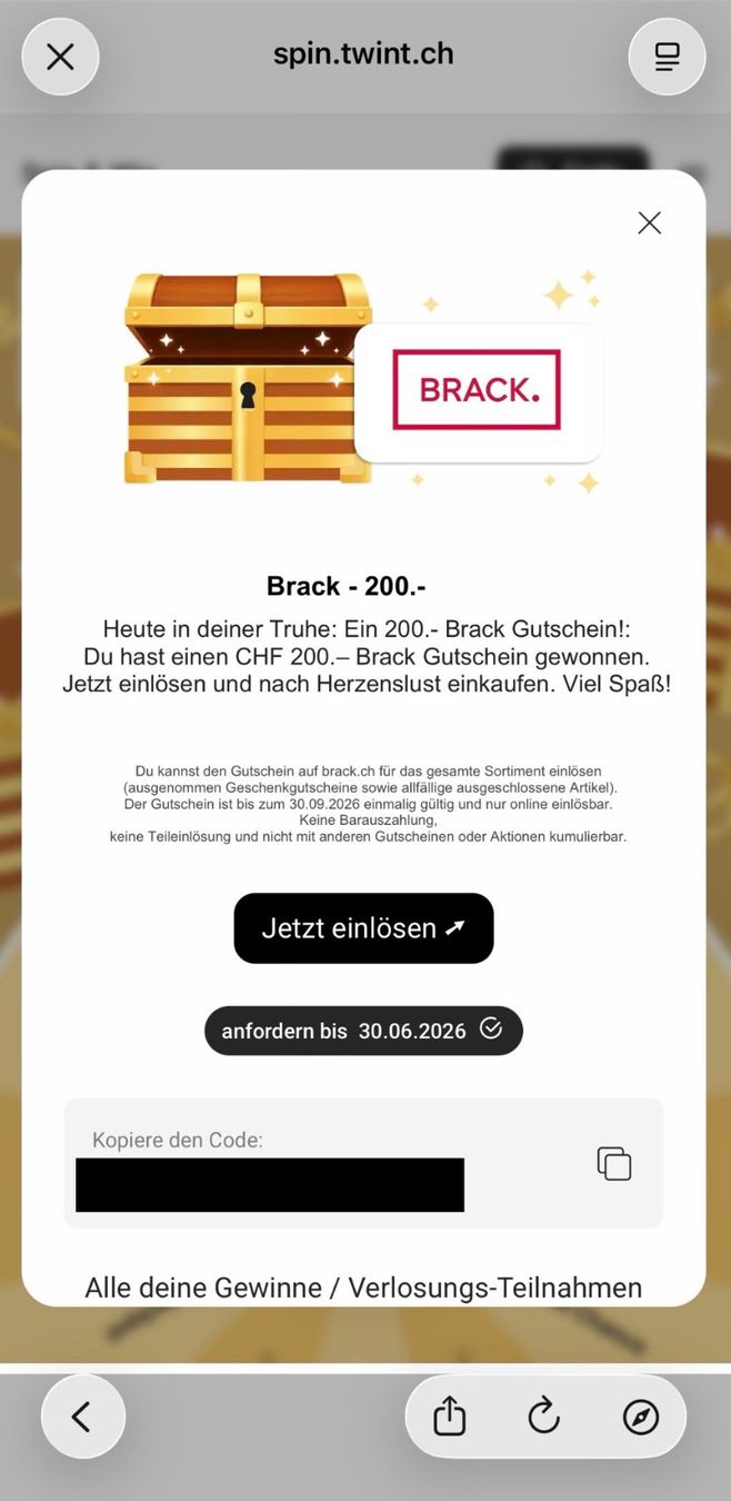 Bons: Brack Gutschein CHF 200.- – D'occasion à Murten par Musicart.sale