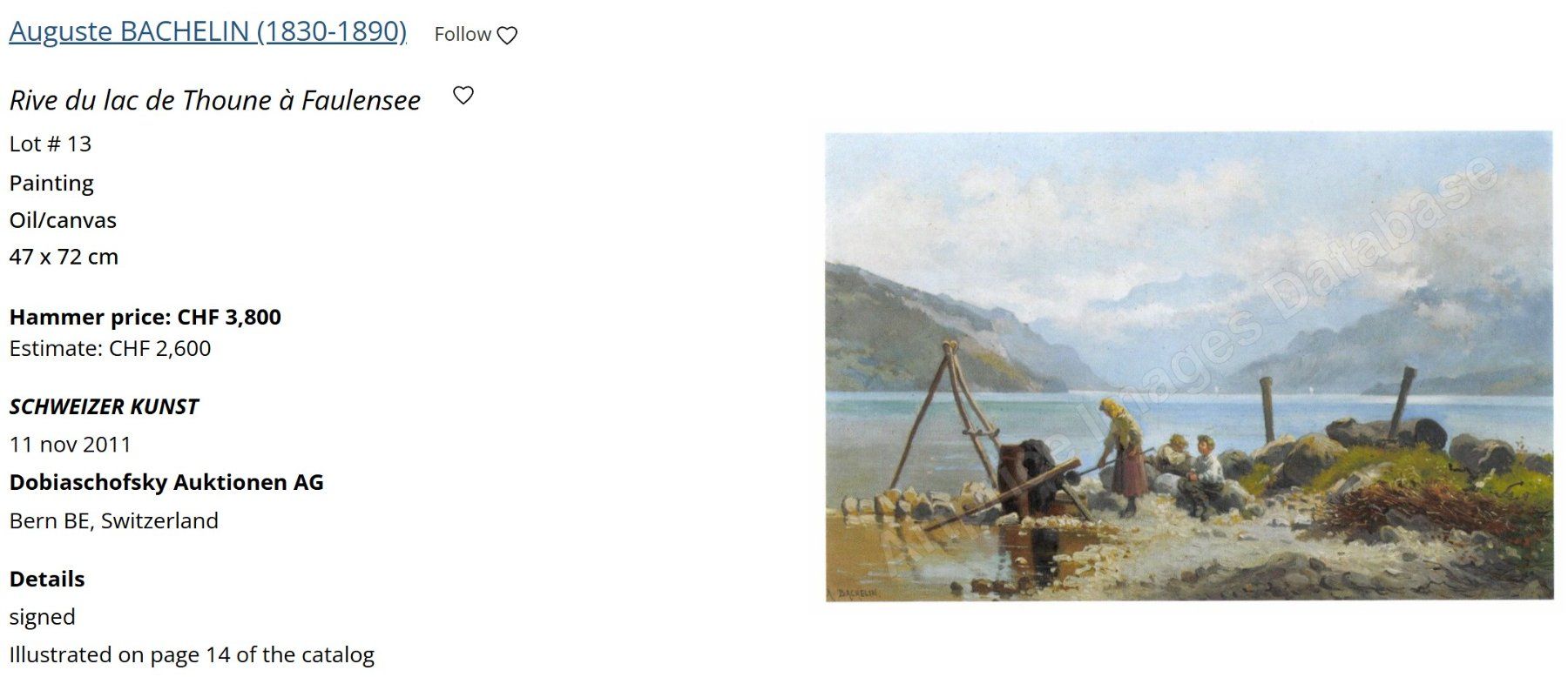 Gemälde: Rodolphe Auguste Bachelin (1830-1890): Thunersee – Gebraucht aus Meilen von Anonymous3 7